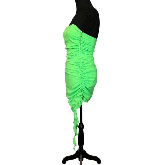 Superdown Green Strapless Mini Dress SMALL Resort Ruffle Tendrils Ruched $84 NEW - Picture 6 of 9